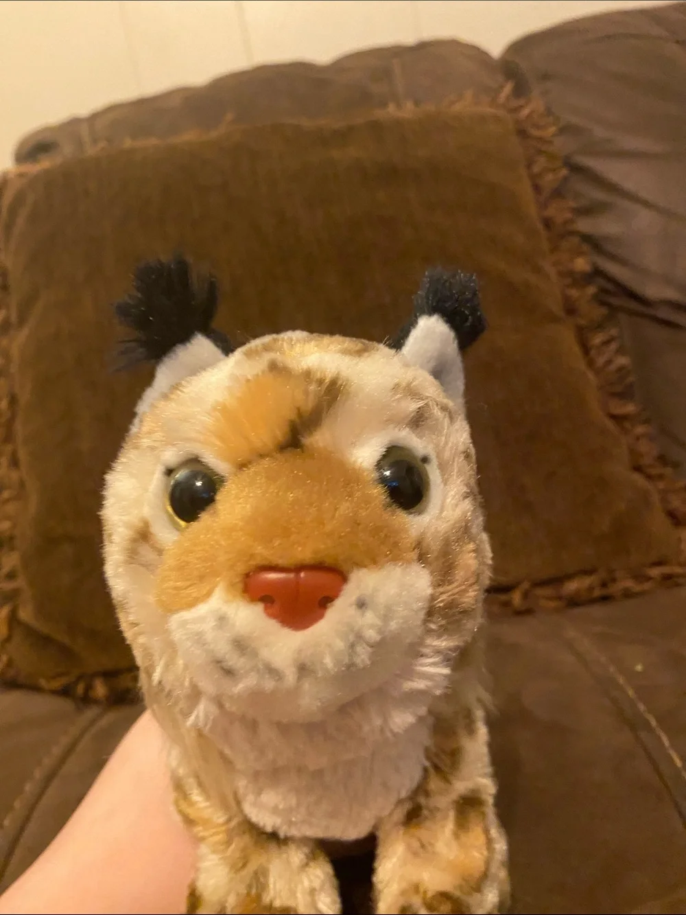 Spotted Wildcat Plush Stuffed Animal - Soft Brown/Cream Cuddly Toy